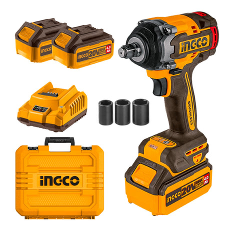 Ingco 1/2" Lithium-Ion Cordless Impact Wrench 500NM with Two 20V 4.0Ah Batteries & Charger - CIWLI2050 Auto Supply Master