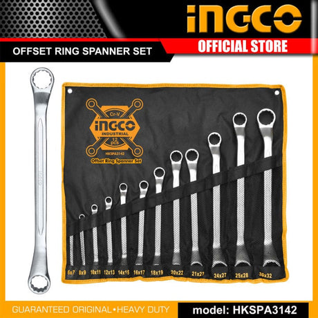 Ingco 12 Pieces Offset Ring Spanner Set - HKSPA3142 Auto Supply Master