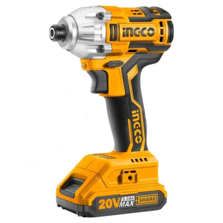 Ingco 6.35mm Brushless Lithium-Ion Cordless Impact Driver with Two 20V 2.0Ah Batteries & Charger - CIRLI2017 Auto Supply Master