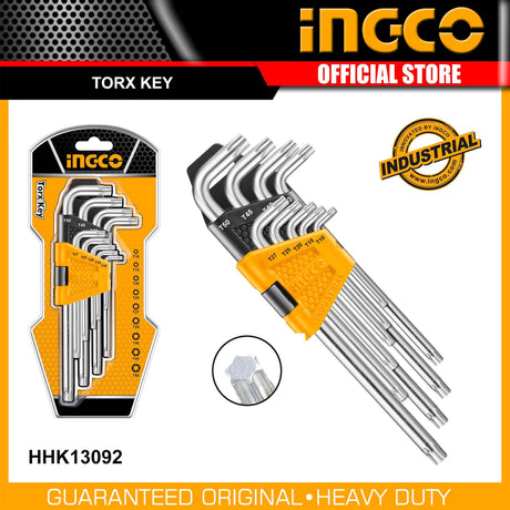 Ingco Extra Long Arm 9 Pieces Torx Key Set - HHK13092 Auto Supply Master