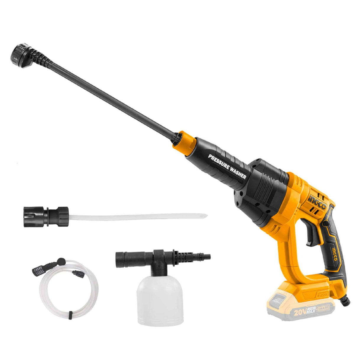 Ingco Li-ion Cordless High Pressure Washer 24.8 Bar 20V 2.0Ah- CPWLI2008 Auto Supply Master