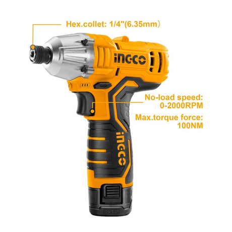 Ingco Lithium-Ion Cordless Impact Driver with 12V 1.5Ah Charger - CIRLI12015 Auto Supply Master