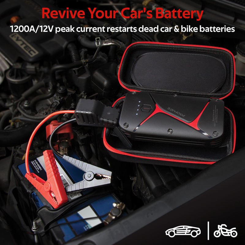 Promate 1200A/12V Heavy Duty Car Battery Booster with 16000mAh Power Bank - SparkTank-16 Auto Supply Master