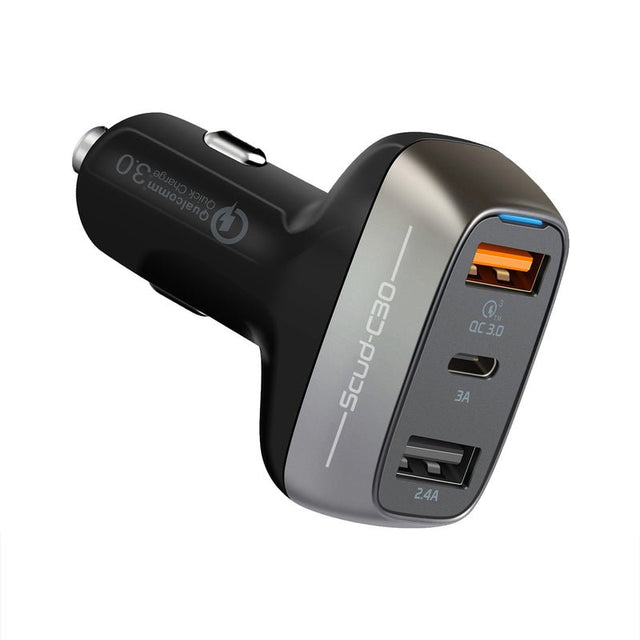 Promate 30W Car Charger with QC3.0 and 3A USB-C Port - Scud-30 Auto Supply Master