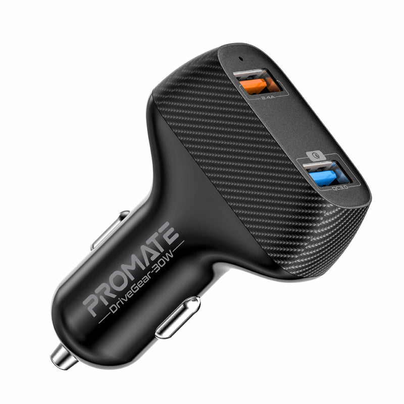 Promate 30W Ultra-fast Car Charger with Quick Charge 3.0 - DriveGear-30W Auto Supply Master