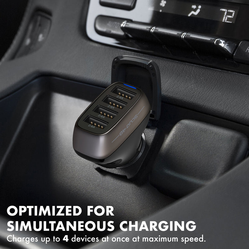 Promate 48W Fast Charging 4-Port Rapid USB Car Charger - Scud-48 Auto Supply Master