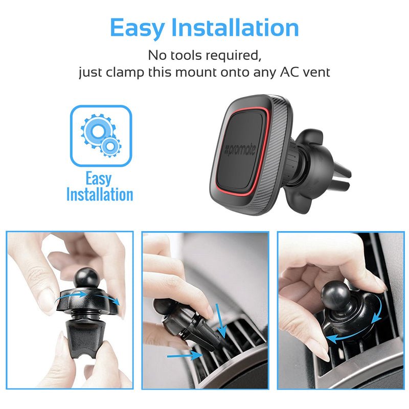 Promate Anti-Slip Magnetic Car AC Vent Phone Mount - AirGrip-1 Auto Supply Master