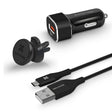 Promate QC 3.0 Car Charger with Heavy Duty Mesh Armored USB-C Cable - AutoGear-QC3 Auto Supply Master