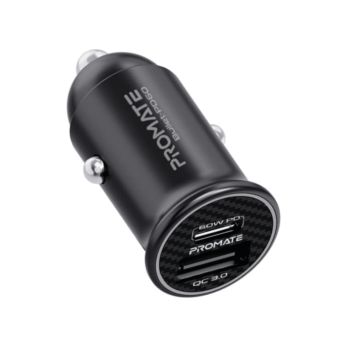 Promate RapidCharge™ Mini Car Charger with 60W Power Delivery & Quick Charge 3.0 - Bullet-PD60 Auto Supply Master