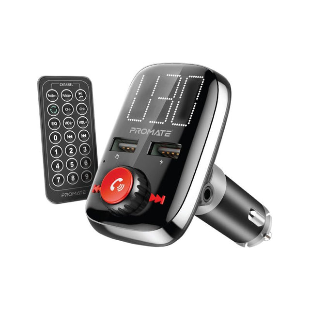 Promate Wireless In-Car FM Transmitter With Dual USB Charging Ports - SmarTune-3 Auto Supply Master