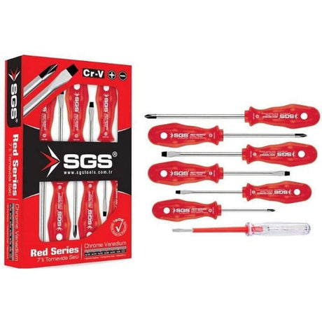SGS 7 Pieces Screwdriver Set Red Series - SGS1040 Auto Supply Master
