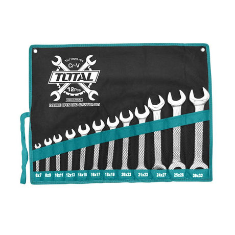Total 12 Pieces Double Open End Spanner Set 6-32mm - THT1023121 Auto Supply Master