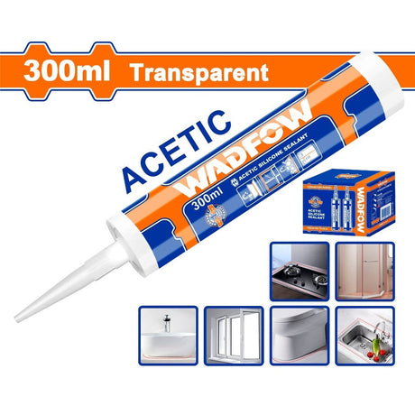 Wadfow Acetic Silicone Sealant 300ml - White, Black & Transparent Auto Supply Master