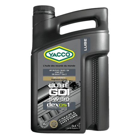 Yacco 100% Synthetic Oil for Gasoline Engines 1L/4L/5L - GDI SAE 5W30 Auto Supply Master