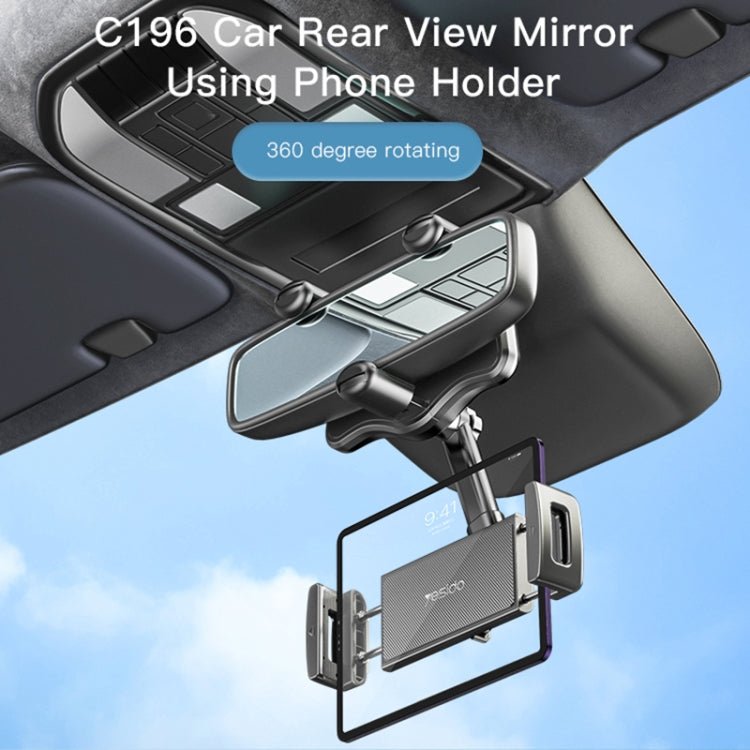 Yesido Universal Car Rear View Mirror Adjustable Phone & Tablet Mount Holder - C196 Auto Supply Master