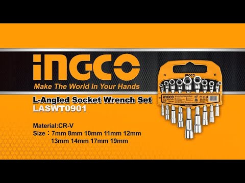 Ingco 9 Pieces L-Angled Socket Wrench Set - LASWT0901